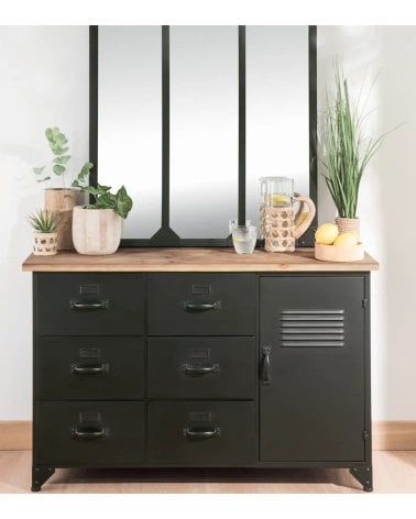 Cómoda Negra de Una Puerta y Seis Cajones Cierna-2