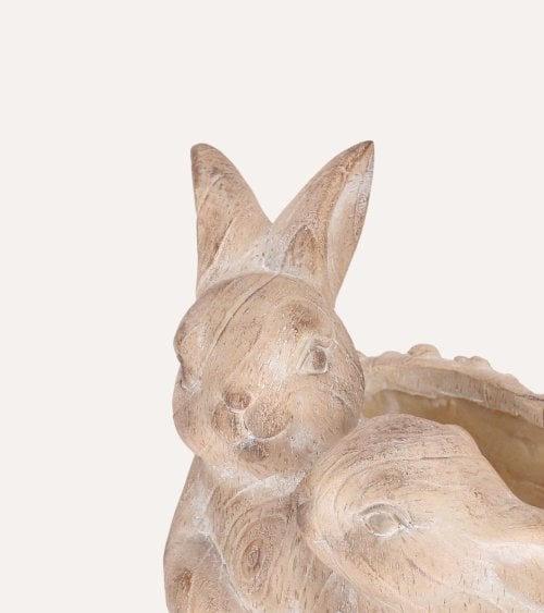 Macetero Conejos con Efecto Madera de Magnesia