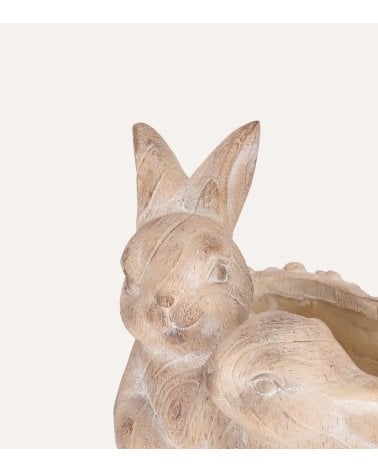 Macetero Conejos con Efecto Madera de Magnesia