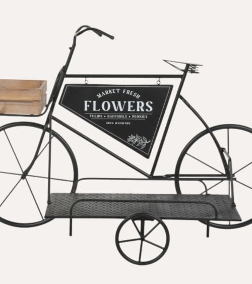 Portamacetas Bicicleta de Flores de Metal