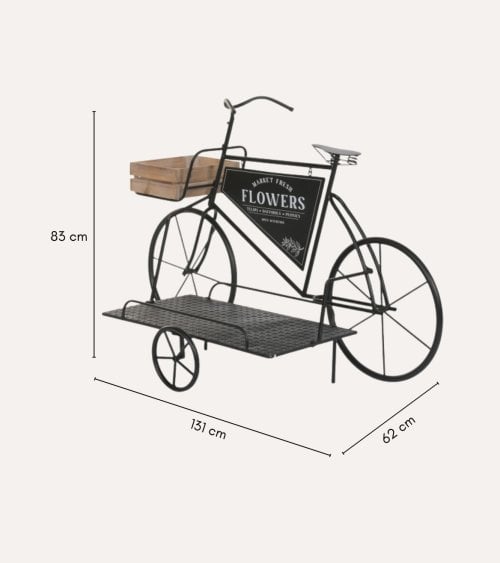 Portamacetas Bicicleta de Flores de Metal