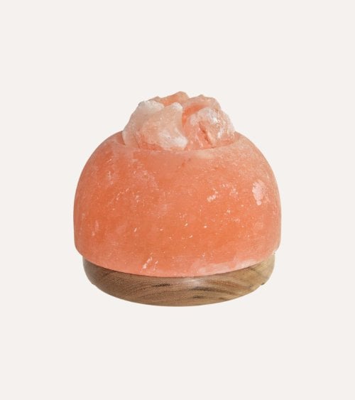 Lámpara de Mesa Sal del Himalaya de Madera de Acacia