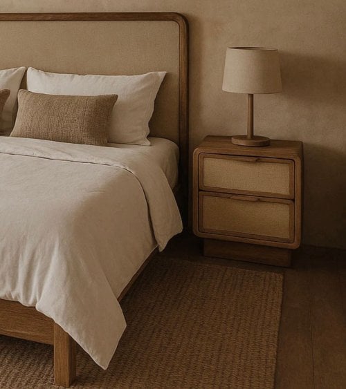 Cómoda Natura con 3 Cajones de Madera de Mango y Yute