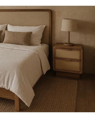Cómoda Natura con 3 Cajones de Madera de Mango y Yute