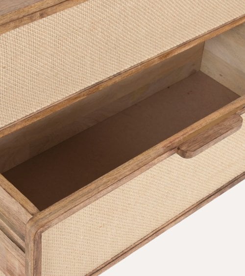 Cómoda Natura con 3 Cajones de Madera de Mango y Yute