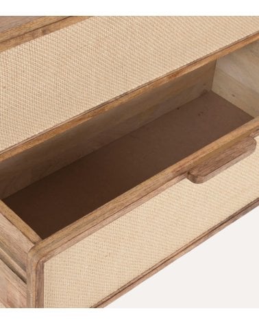 Cómoda Natura con 3 Cajones de Madera de Mango y Yute