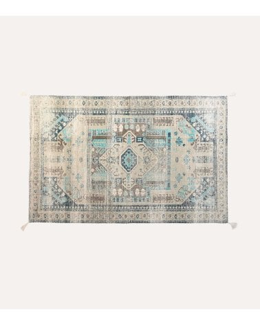 Alfombra Persa Estilo Desgastado con Flecos de Algodón