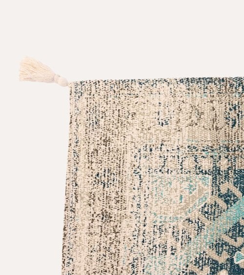 Alfombra Persa Estilo Desgastado con Flecos de Algodón