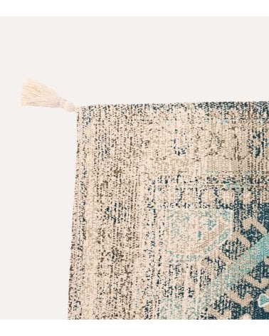 Alfombra Persa Estilo Desgastado con Flecos de Algodón