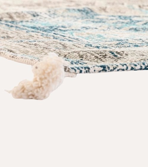 Alfombra Persa Estilo Desgastado con Flecos de Algodón