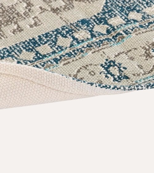 Alfombra Persa Estilo Desgastado con Flecos de Algodón