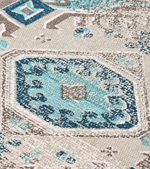 Alfombra Persa Estilo Desgastado con Flecos de Algodón