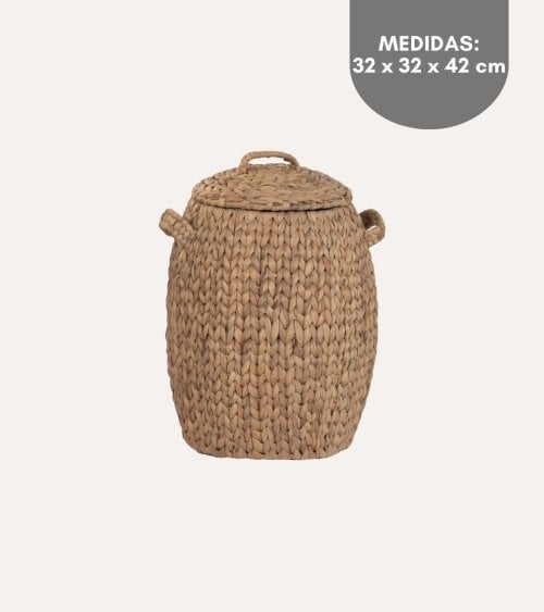 Cesta Vasija con Asa de Fibra de Jacinto de Agua