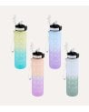 Botella Deportiva Medidas y Motivación con Pajita de Plástico