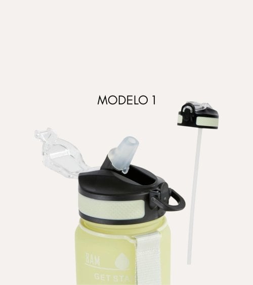 Botella Deportiva Medidas y Motivación con Pajita de Plástico