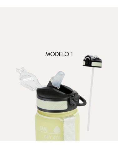 Botella Deportiva Medidas y Motivación con Pajita de Plástico