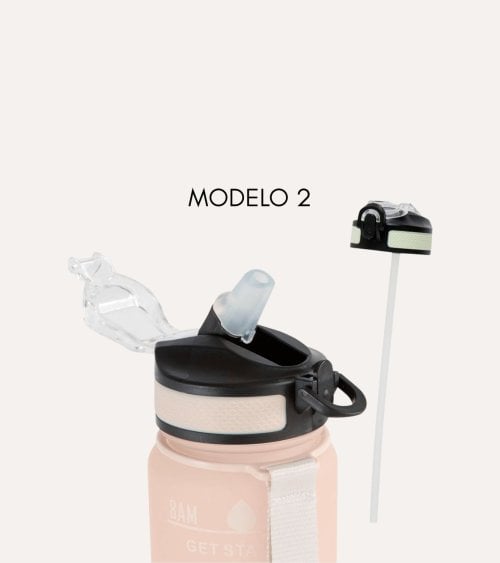 Botella Deportiva Medidas y Motivación con Pajita de Plástico