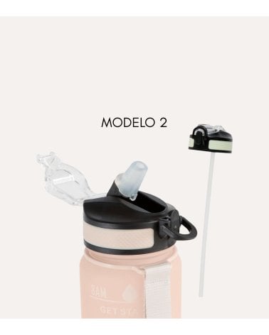 Botella Deportiva Medidas y Motivación con Pajita de Plástico