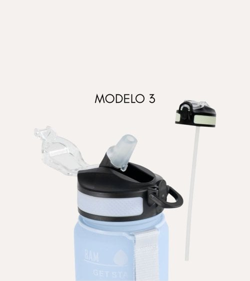 Botella Deportiva Medidas y Motivación con Pajita de Plástico