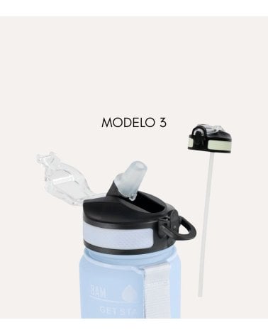 Botella Deportiva Medidas y Motivación con Pajita de Plástico