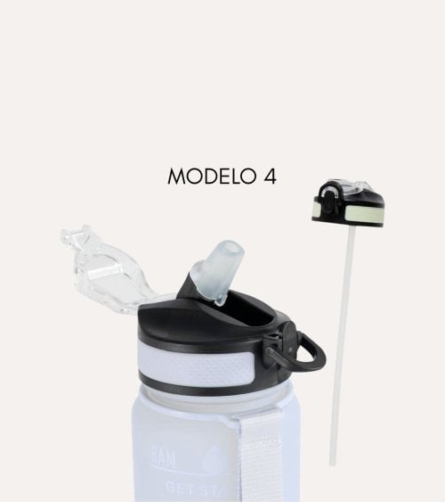 Botella Deportiva Medidas y Motivación con Pajita de Plástico