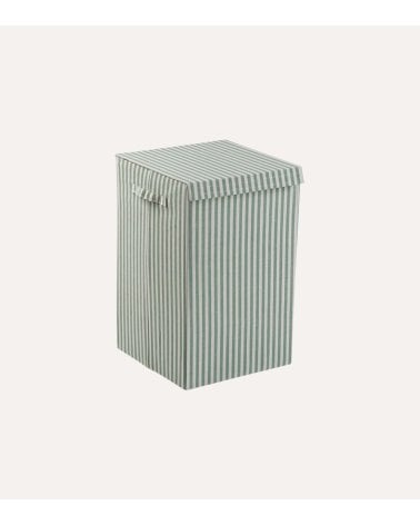 Cesto de Ropa A Rayas con Tapa de Algodón y Poliéster