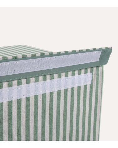 Cesto de Ropa A Rayas con Tapa de Algodón y Poliéster