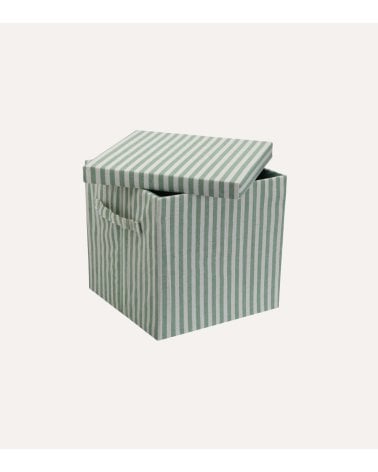 Cesta A Rayas con Tapa de Algodón y Poliéster