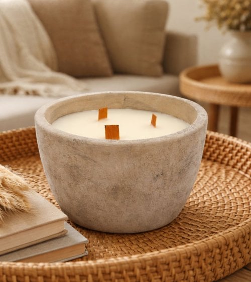 Vela Aromática Sao 3 Mechas en Tarro de Cerámica