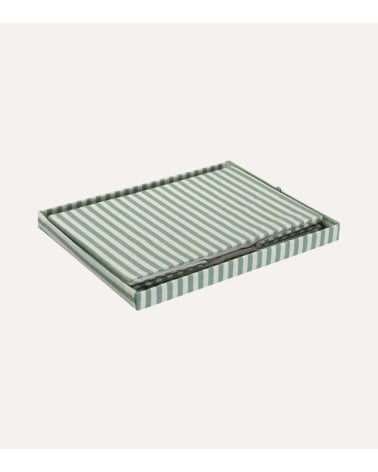 Cesta A Rayas con Tapa de Algodón y Poliéster