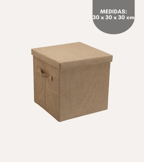 Cesta con Tapa y Asas de Jute