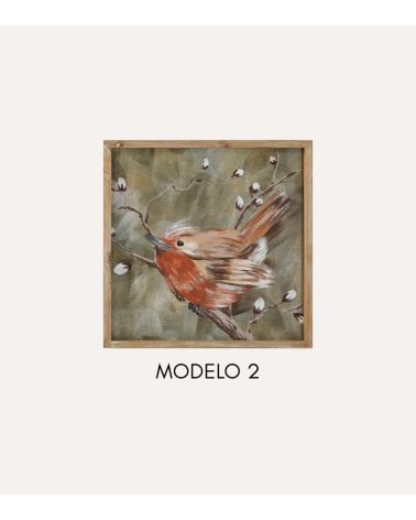Cuadro Lienzo Pajarito a Trazos de MDF