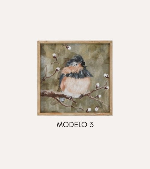 Cuadro Lienzo Pajarito a Trazos de MDF