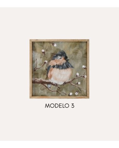 Cuadro Lienzo Pajarito a Trazos de MDF