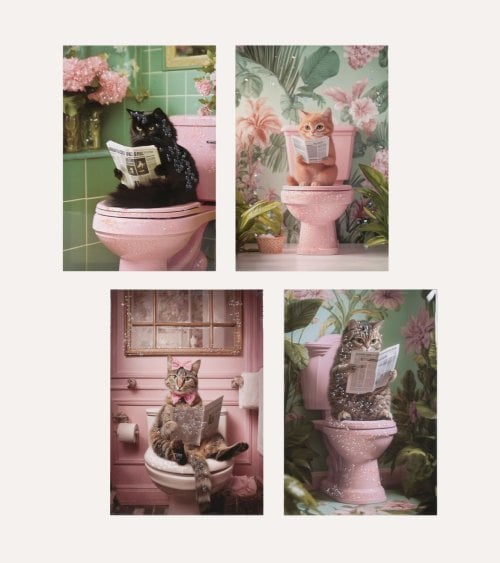 Cuadro Lienzo Gato en Baño de Burbujas de MDF