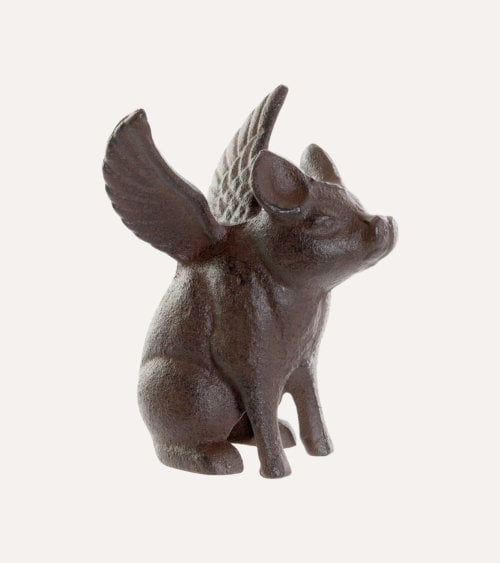 Sujetapuertas Cerdo Alado de Hierro Colado