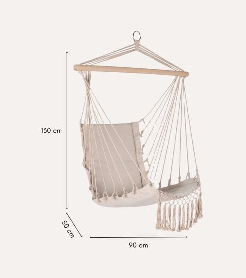 Silla Colgante Calm de Algodón y Madera de Abeto