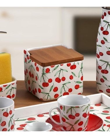 Salero Cerezas de Cerámica y Madera