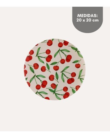 Plato Llano Cerezas de Polipropileno