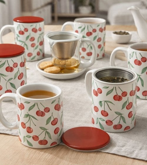 Taza para Infusiones Cerezas de Gres