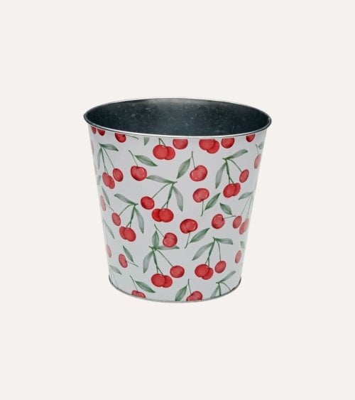Maceta Decorativa Cerezas de Metal