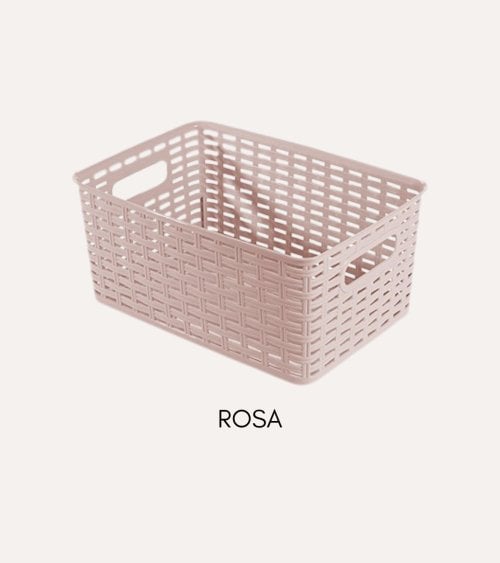 Cesta Line Color Estilo Ratán con Asa de Plástico