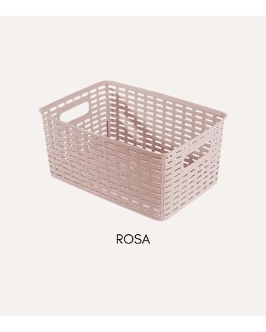 Cesta Line Color Estilo Ratán con Asa de Plástico