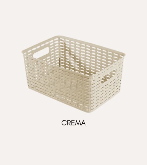 Cesta Line Color Estilo Ratán con Asa de Plástico