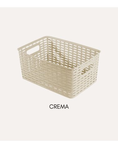 Cesta Line Color Estilo Ratán con Asa de Plástico