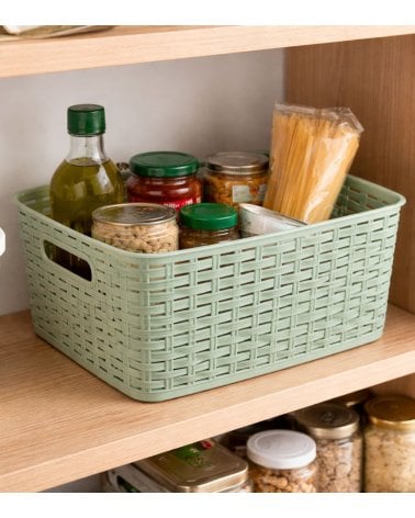 Cesta Line Estilo Ratán con Asa de Plástico