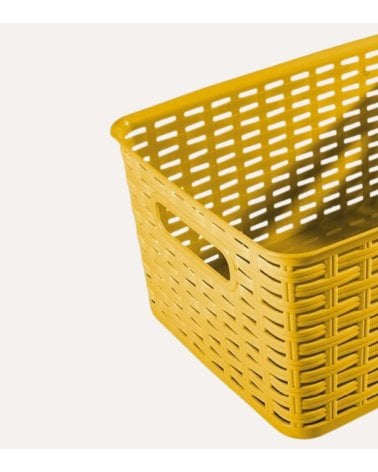 Cesta Line Estilo Ratán con Asa de Plástico