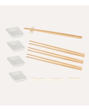 Set de 12 Piezas para Sushi de Palillos, Soportes y Cuencos