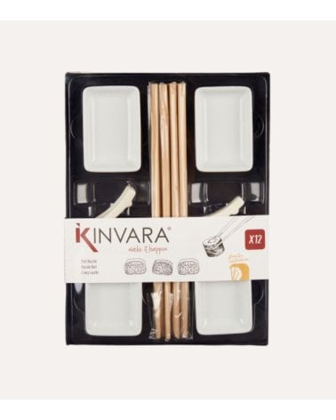 Set de 12 Piezas para Sushi de Palillos, Soportes y Cuencos
