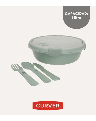 Fiambrera Redonda To Go con Cubiertos